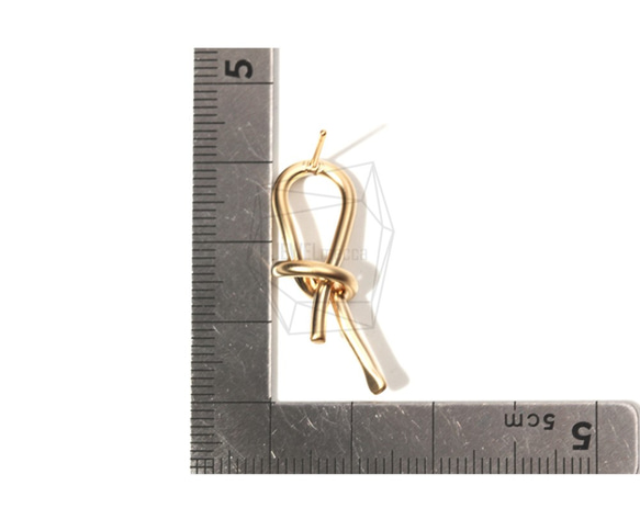 ERG-719-MG [2pieces] Knot Earrings, Knot Post Earring / 15mm X 3 第5張的照片