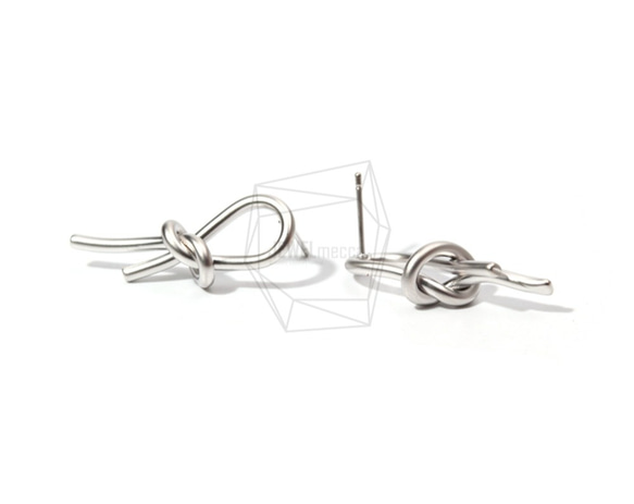 ERG-719-MR [2pieces] Knot Earrings, Knot Post Earring / 15mm X 3 第2張的照片