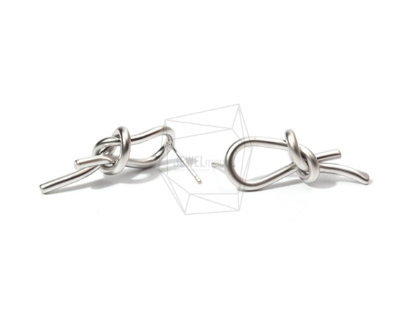 ERG-719-MR [2pieces] Knot Earrings, Knot Post Earring / 15mm X 3 第3張的照片