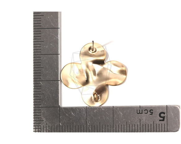 ERG-753-MG【2個入り】リーフクローバーピアス,Four Leaf Clover Post Earring 5枚目の画像