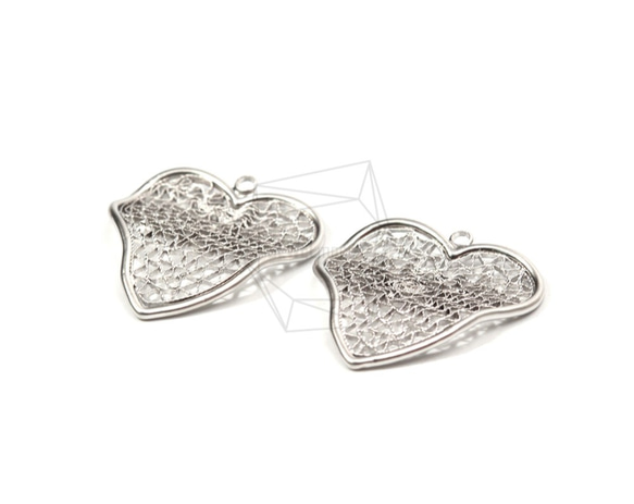 PDT-1588-MR【2個入り】ハートメッシュペンダント,Heart mesh Pendant 2枚目の画像