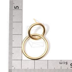 ERG-658-MG【80個入り】ダブルリングピアス,Tiny Two Linked Rings Post 5枚目の画像