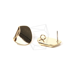 ERG-770-G【2個入り】ウェーブラウンドピアス,Wavy Rounded Triangle Post Earrin 2枚目の画像