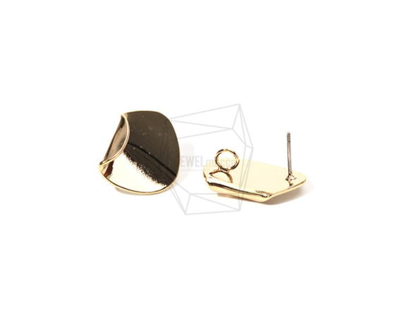 ERG-770-G【2個入り】ウェーブラウンドピアス,Wavy Rounded Triangle Post Earrin 2枚目の画像