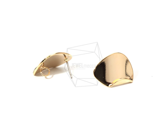 ERG-770-G【2個入り】ウェーブラウンドピアス,Wavy Rounded Triangle Post Earrin 3枚目の画像