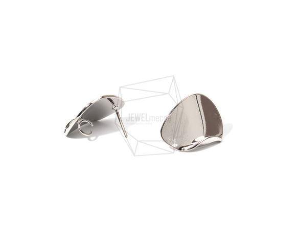 ERG-770-R【2個入り】ウェーブラウンドピアス,Wavy Rounded Triangle Post Earrin 3枚目の画像