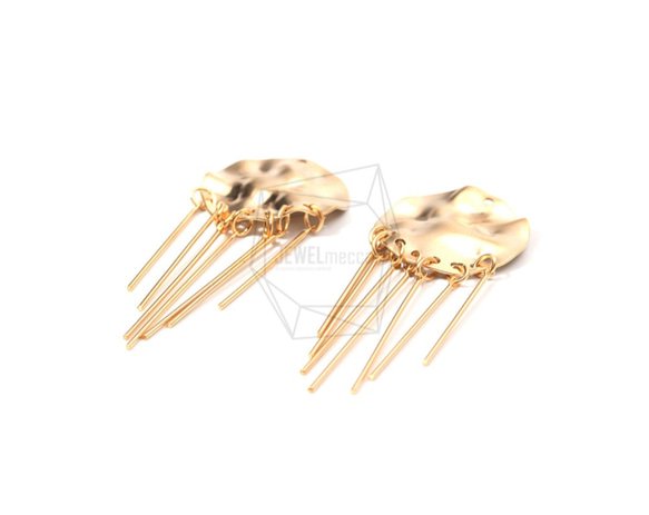 ERG-779-MG【2件】Hammer Disk Bar，Hammered Disk Bar Earring Charm 第2張的照片