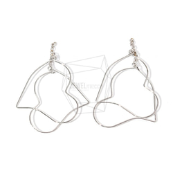 ERG-781-R【2個入り】ダブルハートチャーム,Double Heart Earring Charm 1枚目の画像