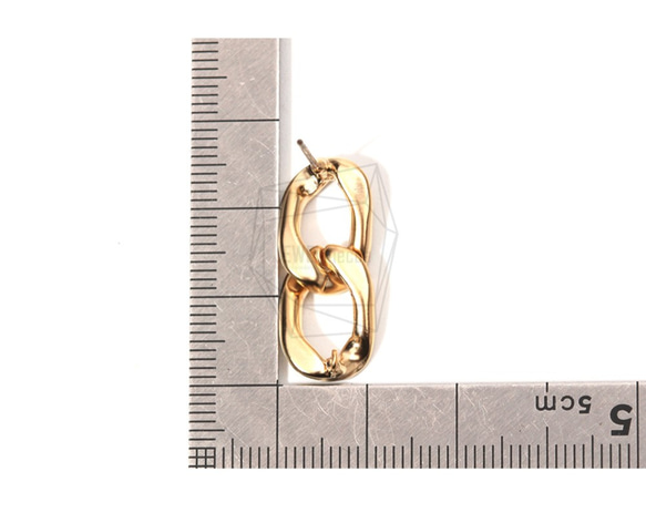 ERG-783-MG【每包2件】鏈環耳環，鏈環耳環 第5張的照片