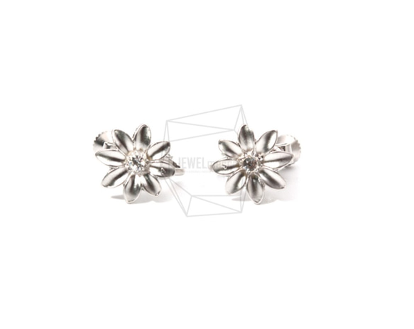 ERG-796-MR【2個入り】サンフラワーイヤリング/ネジバネ,Sunflower Clip-On Earring 1枚目の画像