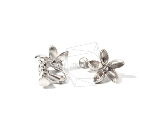 ERG-799-MR【2個入り】フラワーイヤリング/ネジバネ,Flower Clip-On Earring 3枚目の画像