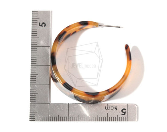 ERG-809-G【2個入り】セルロイドラウンドピアス  ,Round Celluloid Earring Post 5枚目の画像