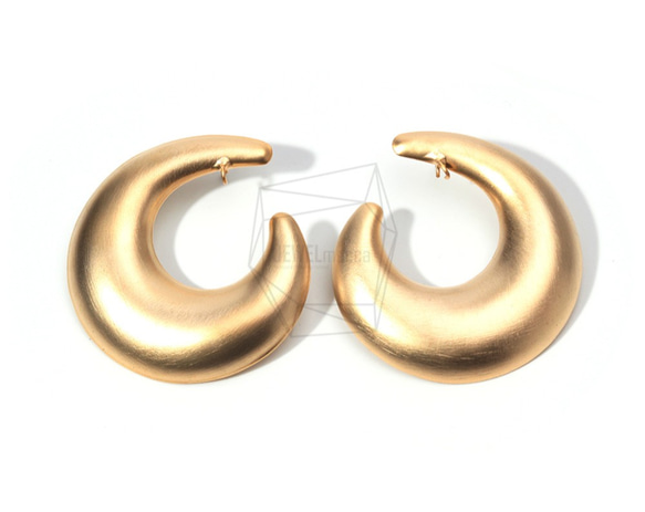 ERG-832-MG【2件】刷狀曲線耳環，曲線耳環/ 43毫米X 48毫米 第1張的照片