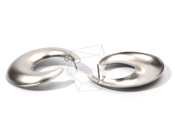 ERG-832-MR【2件】刷狀曲線耳環，曲線耳環/ 43毫米X 48毫米 第3張的照片