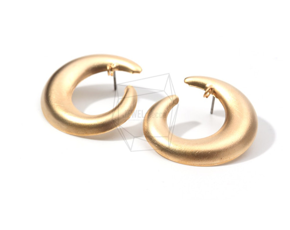 ERG-833-MG【2個入り】ブラシカーブピアス,Curve Post Earring/30mm X 30mm 2枚目の画像