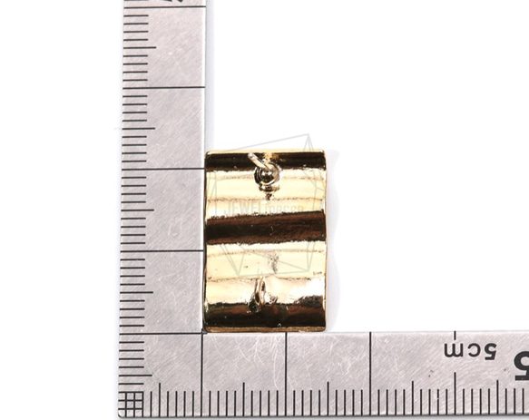 ERG-835-G【2件】波浪形方形耳環，波浪形長方框拉絲 第5張的照片