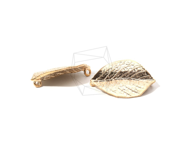 PDT-1614-MG【2個入り】シェルラウンドペンダント,Leaf Pendant/ 20mm x 32mm 2枚目の画像