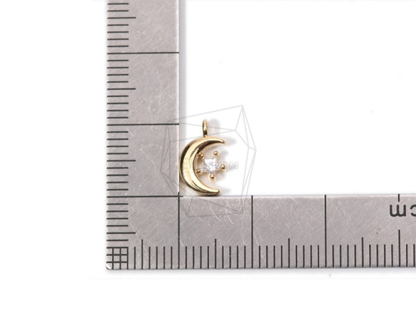 PDT-1629-G【2個入り】クレセントペンダント,Cubic Zirconia Setting Crescent 5枚目の画像