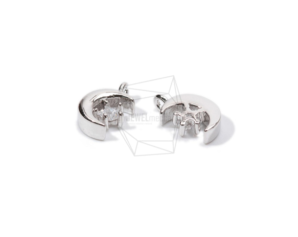 PDT-1629-R【2個入り】クレセントペンダント,Cubic Zirconia Setting Crescent 3枚目の画像