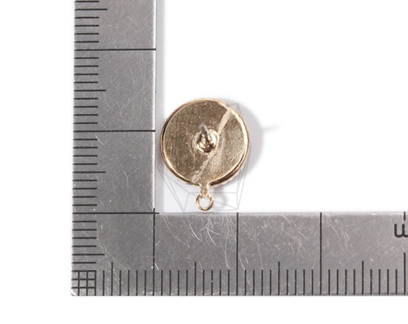 ERG-844-G【每包2件】圓形耳環，圓形耳釘/ 11 mm x 14 mm 第5張的照片