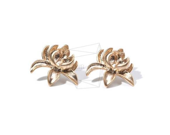 ERG-856-MG【2個入り】ロータスフラワーピアス,Lotus Flower Earring/19mm X 18mm 1枚目の画像