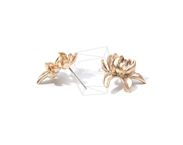 ERG-856-MG【2個入り】ロータスフラワーピアス,Lotus Flower Earring/19mm X 18mm 3枚目の画像