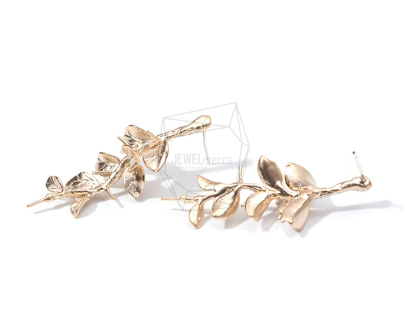 ERG-857-MG【2個入り】リーフブランチピアス,Leaf Branch Earring 3枚目の画像