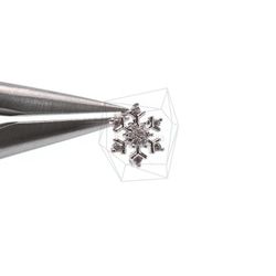 ERG-863-R【每件2件】雪花耳環，雪花CZ耳環 第4張的照片