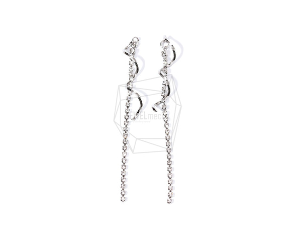 ERG-866-R【2個入り】ウェーブドロップチェーンチャーム,Wave Drop Chain Earring Char 1枚目の画像