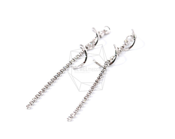 ERG-866-R【2個入り】ウェーブドロップチェーンチャーム,Wave Drop Chain Earring Char 2枚目の画像