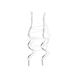 ERG-867-R【2個入り】ウェーブドロップチェーンチャーム,Wave Drop Chain Earring Char 1枚目の画像