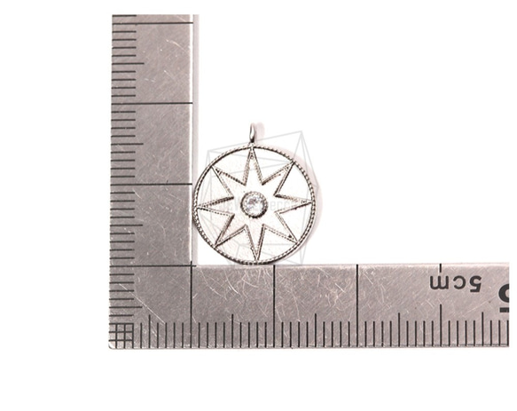 PDT-1507-MR【2個入り】ラウンドスターペンダント,Round Star Cubic Pointed Disk 5枚目の画像