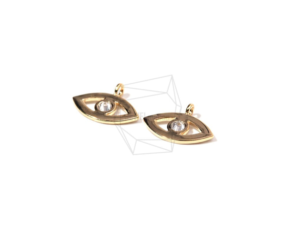 PDT-1512-G【2個裝】Eble Eye Pendant，Evil Eye Pointed立方吊墜 第2張的照片