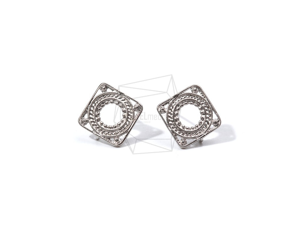 ERG-888-MR【2個入り】スクエア ピアス,Circles in Square Earrings 1枚目の画像