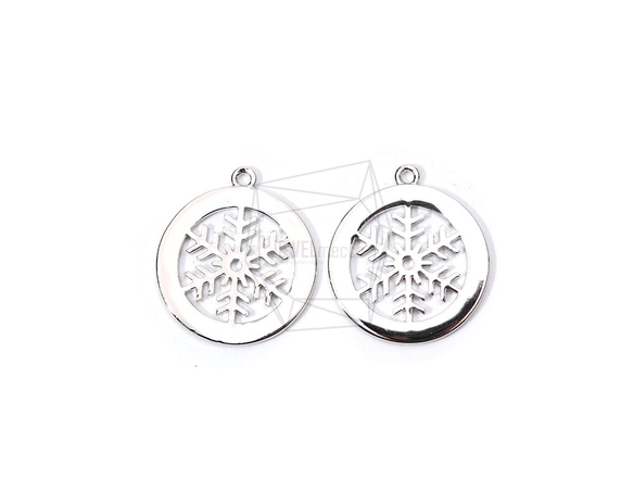 PDT-1791-R【2個入り】ラウンドスノーフレークペンダント,Round Snow Flakes Pendant 1枚目の画像