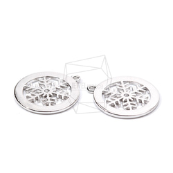 PDT-1791-R【2個入り】ラウンドスノーフレークペンダント,Round Snow Flakes Pendant 3枚目の画像