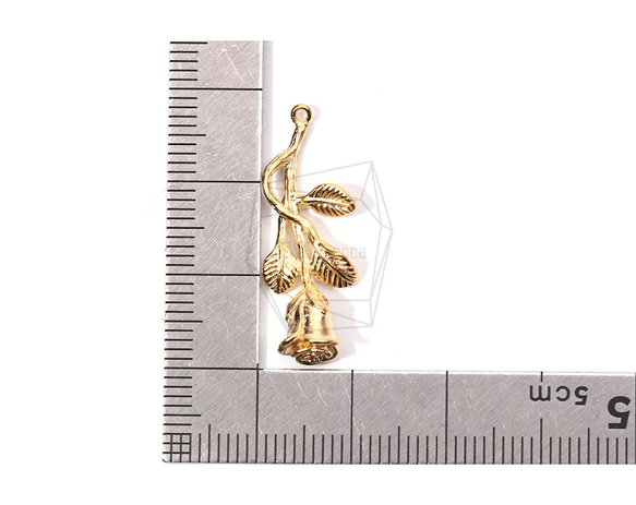 PDT-1867-MG【2個入り】ローズステムペンダント,Rose Stem Pendant 5枚目の画像