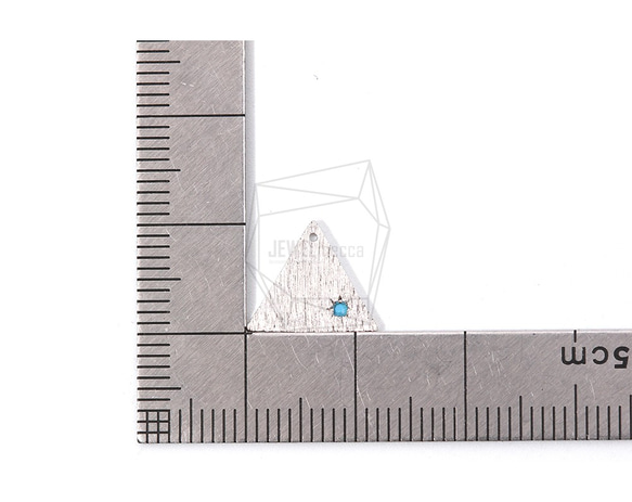 PDT-1832-R【每包2件】三角形吊墜，拉絲三角形綠松石 第5張的照片