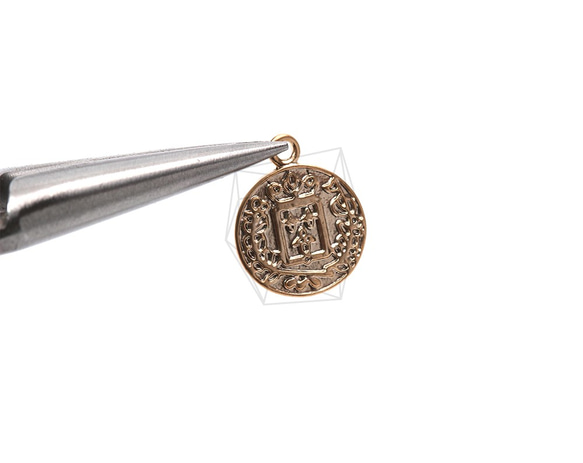 PDT-1840-MG【每包2件】硬幣吊墜，月桂花環吊墜/ 11mm x 13mm 第4張的照片