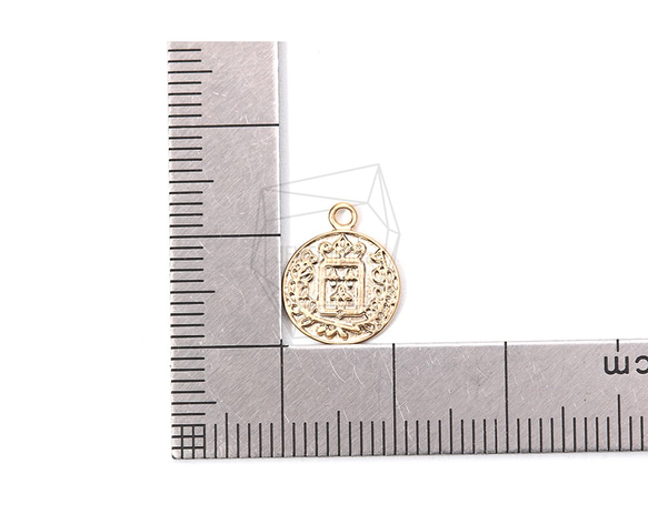 PDT-1840-MG【每包2件】硬幣吊墜，月桂花環吊墜/ 11mm x 13mm 第5張的照片