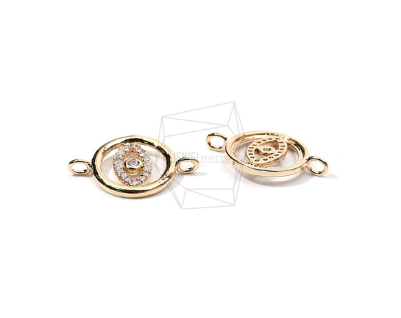 PDT-1887-G【2個入り】ラウンドイーブルアイペンダント,CZ Round Evil Eye Pendant 3枚目の画像