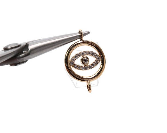 PDT-1887-G【2個入り】ラウンドイーブルアイペンダント,CZ Round Evil Eye Pendant 4枚目の画像