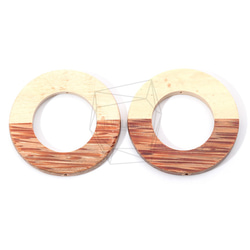 BSC-606-G【2個入り】サークルウッドビーズ,Circle Wooden Beads 1枚目の画像