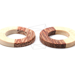 BSC-606-G【2個入り】サークルウッドビーズ,Circle Wooden Beads 3枚目の画像