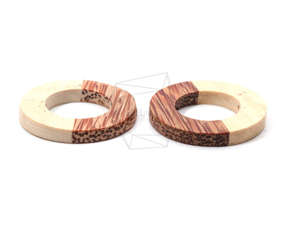 BSC-606-G【2個入り】サークルウッドビーズ,Circle Wooden Beads 3枚目の画像