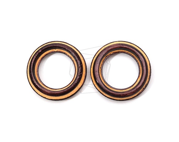 BSC-611-G【2個入り】サークルウッドビーズ,Circle Wooden Beads 1枚目の画像