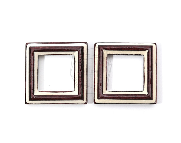 BSC-614-G【2個入り】スクエアウッドビーズ,Square Wooden Beads /30mm x 30mm 1枚目の画像