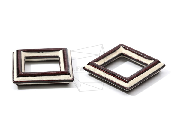 BSC-614-G【2個入り】スクエアウッドビーズ,Square Wooden Beads /30mm x 30mm 3枚目の画像