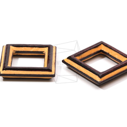 BSC-615-G【2個入り】スクエアウッドビーズ,Square Wooden Beads /30mm x 30mm 3枚目の画像