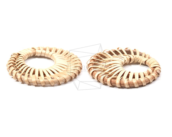 BSC-616-G【2個入り】サークルラタンビーズ,Circle Rattan Beads /45mm x 45mm 3枚目の画像